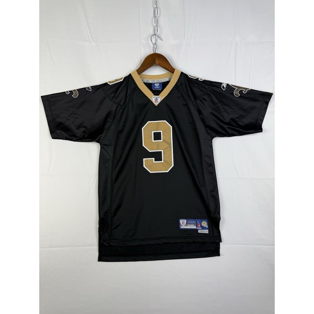 Reebok Drew Brees New Orleans Saints Jersey Black Gold Youth Large 14-16 +2 NFL